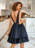 Alana A-line V-Neck Knee-Length Satin Homecoming Dress UKP0015043