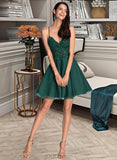 Alma A-line V-Neck Short/Mini Tulle Homecoming Dress With Beading Sequins UKP0015048