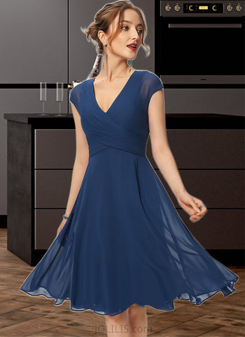 Jadyn A-line V-Neck Knee-Length Chiffon Homecoming Dress With Ruffle UKP0015062