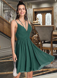 Viola A-Line V-neck Knee-Length Chiffon Homecoming Dress With Ruffle UKP0015063