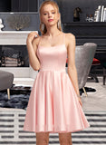 Jennifer A-Line Square Neckline Short/Mini Satin Homecoming Dress UKP0015083