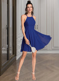 Crystal A-Line Scoop Neck Short/Mini Chiffon Homecoming Dress UKP0015106