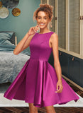 Abbey A-Line Scoop Neck Short/Mini Satin Homecoming Dress UKP0015113