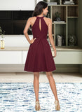 Jaiden A-Line Scoop Neck Knee-Length Satin Homecoming Dress With Ruffle UKP0015117