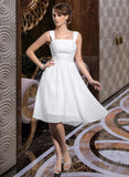 Liliana A-Line Square Neckline Knee-Length Chiffon Homecoming Dress With Ruffle Beading Appliques Lace UKP0015127