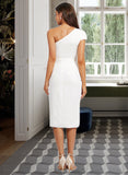 Laylah Sheath/Column One-Shoulder Knee-Length Stretch Crepe Homecoming Dress With Ruffle Split Front UKP0015128