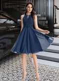 Precious A-Line Scoop Neck Knee-Length Chiffon Homecoming Dress With Lace Beading UKP0015129