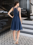 Precious A-Line Scoop Neck Knee-Length Chiffon Homecoming Dress With Lace Beading UKP0015129