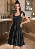 Kaya A-Line Square Neckline Knee-Length Satin Homecoming Dress With Bow(s) UKP0015132