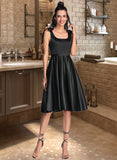 Kaya A-Line Square Neckline Knee-Length Satin Homecoming Dress With Bow(s) UKP0015132