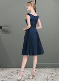 Sydney A-Line Scoop Neck Knee-Length Satin Homecoming Dress With Cascading Ruffles UKP0015135