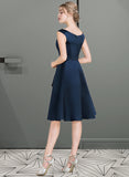 Sydney A-Line Scoop Neck Knee-Length Satin Homecoming Dress With Cascading Ruffles UKP0015135