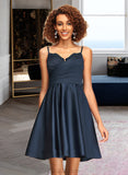 Breanna A-Line V-neck Short/Mini Satin Homecoming Dress With Ruffle Beading Sequins UKP0015146