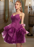 Emely Ball-Gown/Princess V-Neck Short/Mini Tulle Homecoming Dress UKP0015148