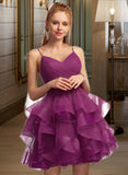 Emely Ball-Gown/Princess V-Neck Short/Mini Tulle Homecoming Dress UKP0015148