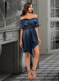 Aryanna Sheath/Column Off-the-Shoulder Asymmetrical Homecoming Dress With Pleated UKP0015152