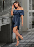 Aryanna Sheath/Column Off-the-Shoulder Asymmetrical Homecoming Dress With Pleated UKP0015152