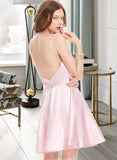 Eleanor A-Line Scoop Neck Short/Mini Satin Homecoming Dress UKP0015154