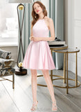 Eleanor A-Line Scoop Neck Short/Mini Satin Homecoming Dress UKP0015154