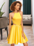 Baylee A-Line Scoop Neck Short/Mini Satin Homecoming Dress UKP0015168