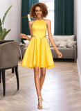 Baylee A-Line Scoop Neck Short/Mini Satin Homecoming Dress UKP0015168