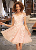 Ariella A-Line Off-the-Shoulder Short/Mini Tulle Homecoming Dress With Lace UKP0015170