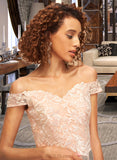 Ariella A-Line Off-the-Shoulder Short/Mini Tulle Homecoming Dress With Lace UKP0015170