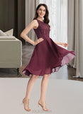 Kassidy A-Line Scoop Neck Asymmetrical Chiffon Homecoming Dress With Lace Sequins UKP0015177