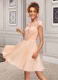 Annabelle A-Line Scoop Neck Short/Mini Chiffon Homecoming Dress With Lace Beading UKP0015178