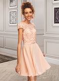 Annabelle A-Line Scoop Neck Short/Mini Chiffon Homecoming Dress With Lace Beading UKP0015178