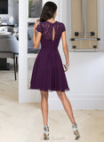 Kitty A-Line Scoop Neck Knee-Length Chiffon Homecoming Dress With Lace Cascading Ruffles UKP0015193