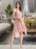 Krystal A-Line Scoop Neck Asymmetrical Chiffon Homecoming Dress With Lace UKP0015195