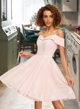 Cornelia A-Line V-neck Off-the-Shoulder Short/Mini Tulle Homecoming Dress UKP0015201