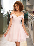 Cornelia A-Line V-neck Off-the-Shoulder Short/Mini Tulle Homecoming Dress UKP0015201