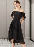 Catherine A-Line Off-the-Shoulder Asymmetrical Chiffon Homecoming Dress With Cascading Ruffles UKP0015207