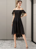 Catherine A-Line Off-the-Shoulder Asymmetrical Chiffon Homecoming Dress With Cascading Ruffles UKP0015207