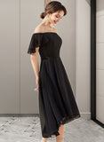 Catherine A-Line Off-the-Shoulder Asymmetrical Chiffon Homecoming Dress With Cascading Ruffles UKP0015207