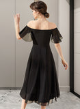 Catherine A-Line Off-the-Shoulder Asymmetrical Chiffon Homecoming Dress With Cascading Ruffles UKP0015207