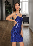 Leticia Sheath/Column Square Neckline Short/Mini Sequined Homecoming Dress With Sequins UKP0015220