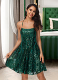 America A-Line Scoop Neck Short/Mini Sequined Homecoming Dress With Sequins UKP0015233