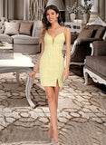 Felicity Sheath/Column V-neck Short/Mini Lace Homecoming Dress UKP0015236