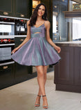 Nola A-Line V-neck Short/Mini Satin Homecoming Dress With Pockets UKP0015247