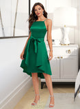 Danna A-Line Square Neckline Knee-Length Satin Homecoming Dress With Ruffle Bow(s) UKP0015258