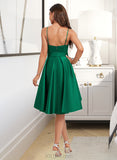 Danna A-Line Square Neckline Knee-Length Satin Homecoming Dress With Ruffle Bow(s) UKP0015258