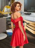 Makaila A-Line Off-the-Shoulder Short/Mini Satin Homecoming Dress UKP0015269