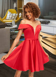 Makaila A-Line Off-the-Shoulder Short/Mini Satin Homecoming Dress UKP0015269