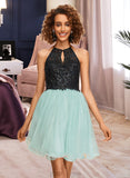 Hayley A-Line Scoop Neck Short/Mini Tulle Homecoming Dress With Sequins UKP0015272