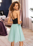 Hayley A-Line Scoop Neck Short/Mini Tulle Homecoming Dress With Sequins UKP0015272