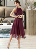 Phyllis A-Line Scoop Neck Tea-Length Chiffon Homecoming Dress With Cascading Ruffles UKP0015283