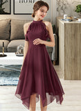 Phyllis A-Line Scoop Neck Tea-Length Chiffon Homecoming Dress With Cascading Ruffles UKP0015283